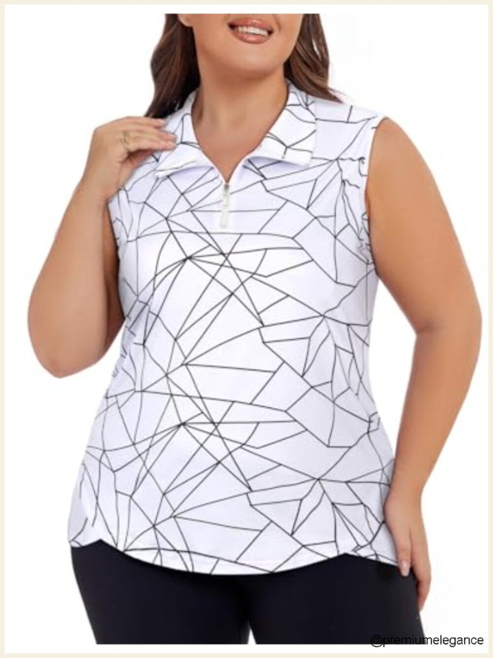 Plus Size Sleeveless Golf Tennis Polo Shirt Zip Up Dry Fit Athletic Tank Top